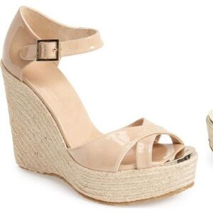 Jimmy Choo "Pallis" Wedges Nude Patent size 6.5